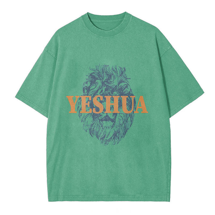 Christianartworkshop "YESHUA" Lion Head Washed T-Shirt