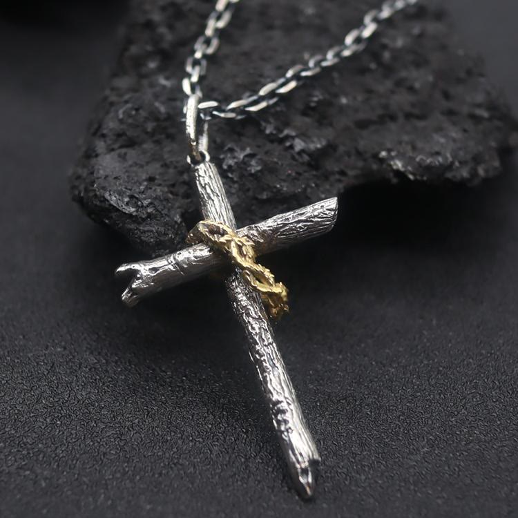Sterling Silver Cross Leather Necklace Cross Unique Men's Mens