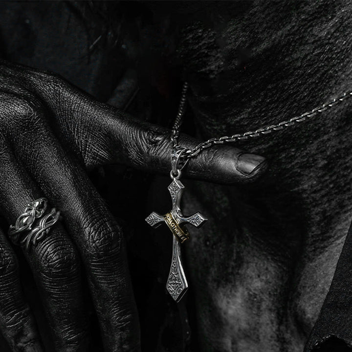 Christianartworkshop 925 Sterling Silver Modern & Minimalist Crucifix Necklace: A Symbol of Dark Talisman