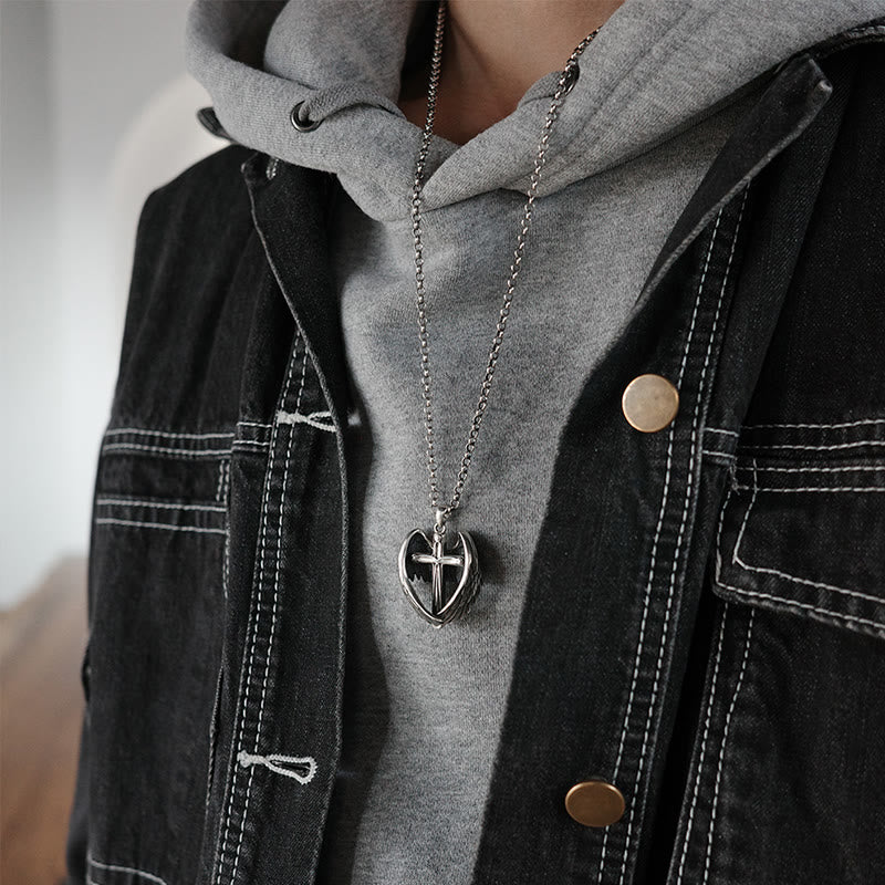 Christianartworkshop 925 Sterling Silver Angel Wings Cross Necklace: Embodying Faith and Celestial Grace