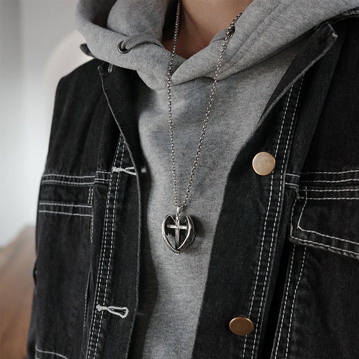 Christianartworkshop 925 Sterling Silver Angel Wings Cross Necklace: Embodying Faith and Celestial Grace