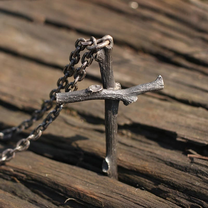 Christianartworkshop 925 Sterling Silver Modern & Minimalist  Cross Necklace: A Tribute to Raw Faith