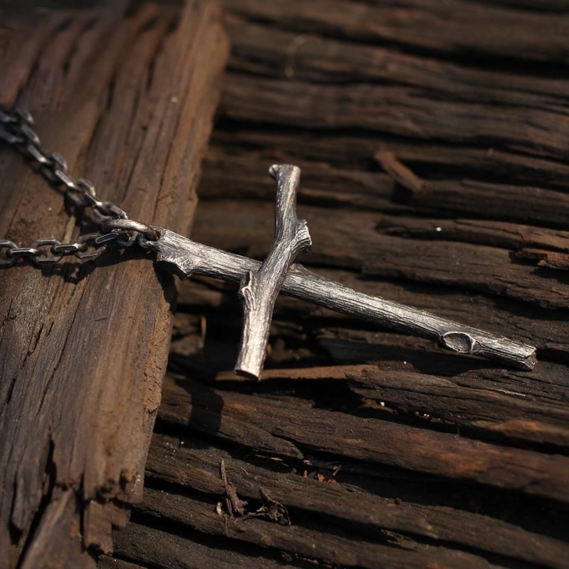 Christianartworkshop 925 Sterling Silver Modern & Minimalist  Cross Necklace: A Tribute to Raw Faith