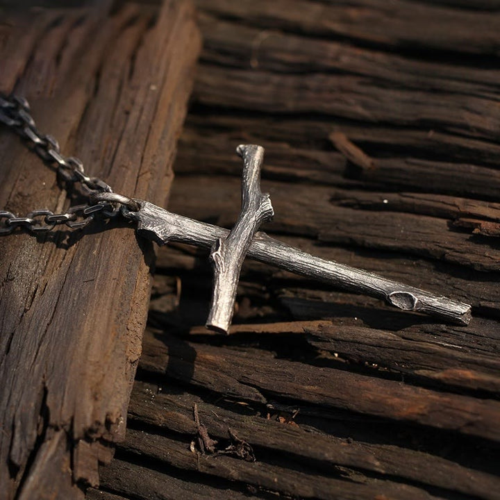 Christianartworkshop 925 Sterling Silver Modern & Minimalist  Cross Necklace: A Tribute to Raw Faith