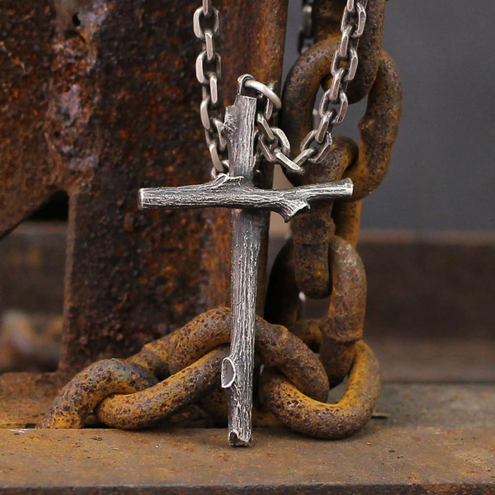 Christianartworkshop 925 Sterling Silver Modern & Minimalist  Cross Necklace: A Tribute to Raw Faith