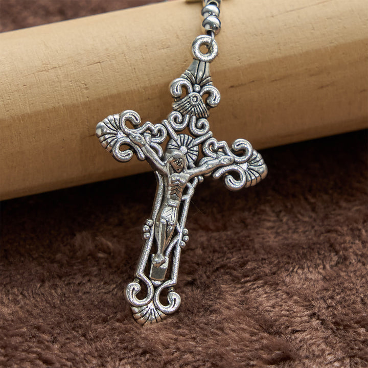 FREE Today: Handmade Rosary with Pink Round Beads & Crucifix – A Floral Tribute to the Sacred Heart - image 6