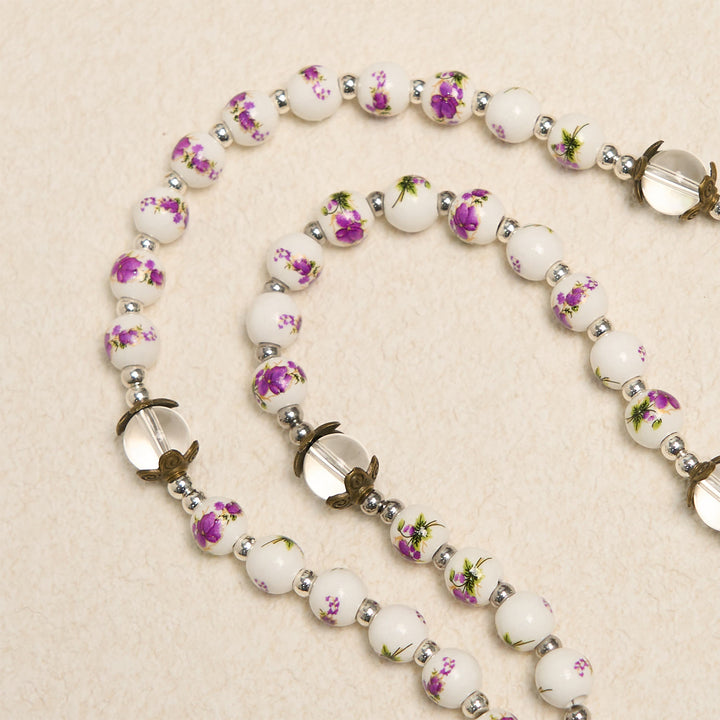 Christianartworkshop Handmade Violet - Inspired Rosary: A Heavenly Craft with Purple Floral Porcelain Beads