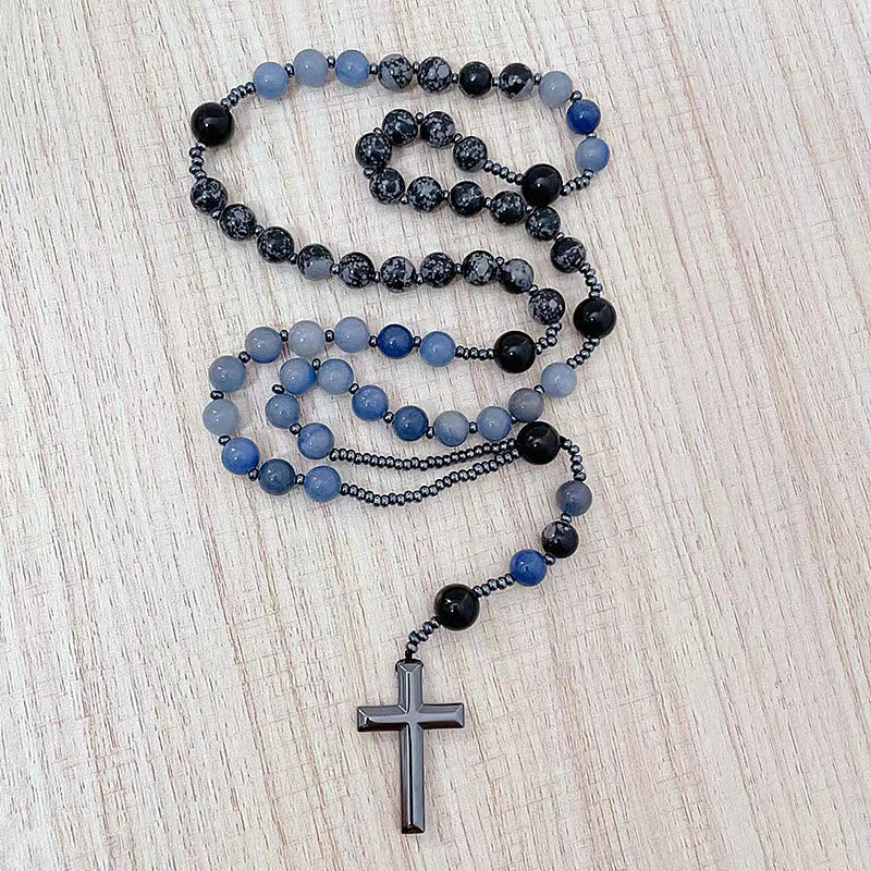 Christianartworkshop 8mm Blue Aventurine Alabaster Beads Cross Rosary