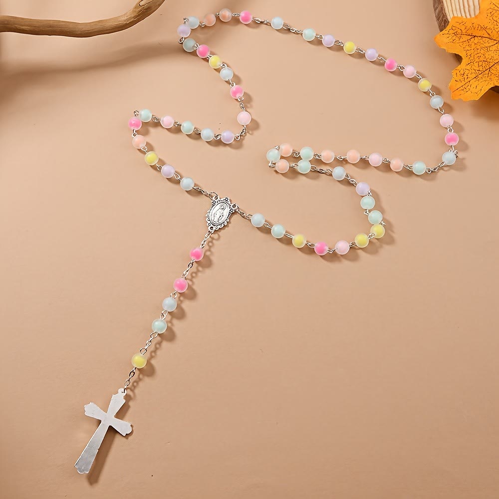 Christianartworkshop Frosted Colored Beads Miraculous Medal Crucifix Rosary - image 2