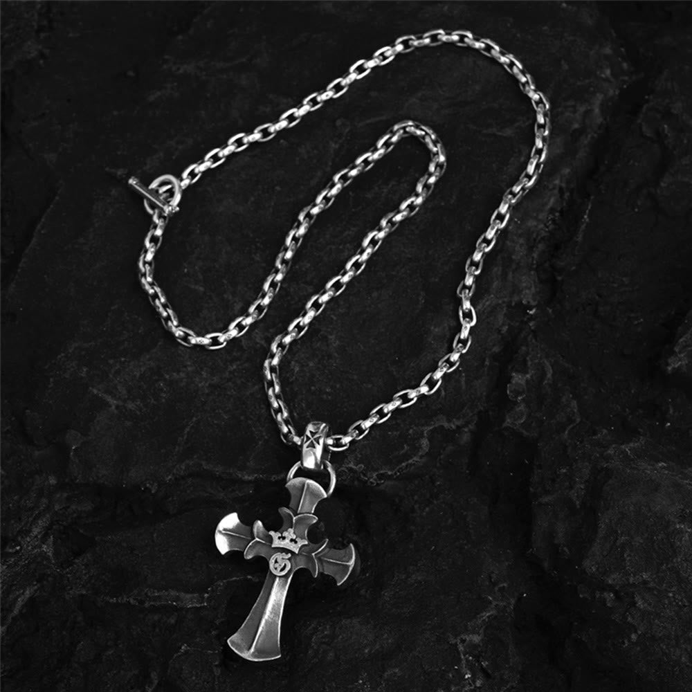 Christianartworkshop 925 Sterling Silver Vintage Cross with Crown Necklace: A Timeless Token of Religious Devotion - image 2