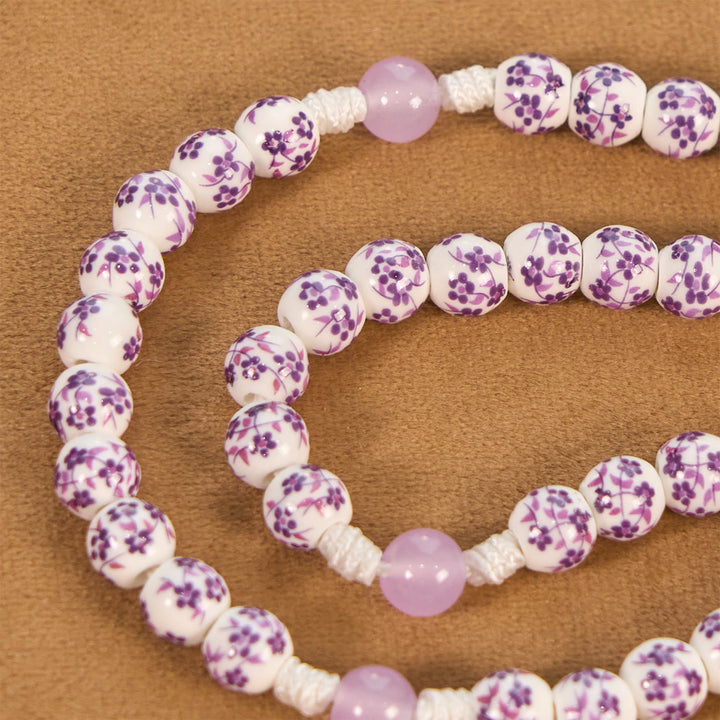Christianartworkshop Miraculous Medal & Cross of 8mm Flower Ceramic Beads Handmade Rosary for Holy Prayer - image 8