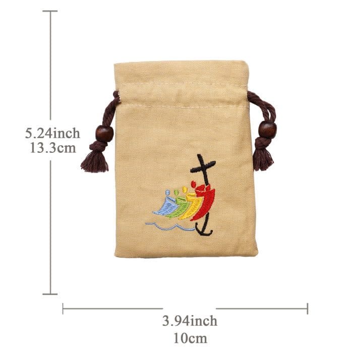 Christianartworkshop Classic Style Cotton Jewelry Pouches Storage Bag with Colorful Sailboat & Cross Embroidery: Divine Protection - image 9