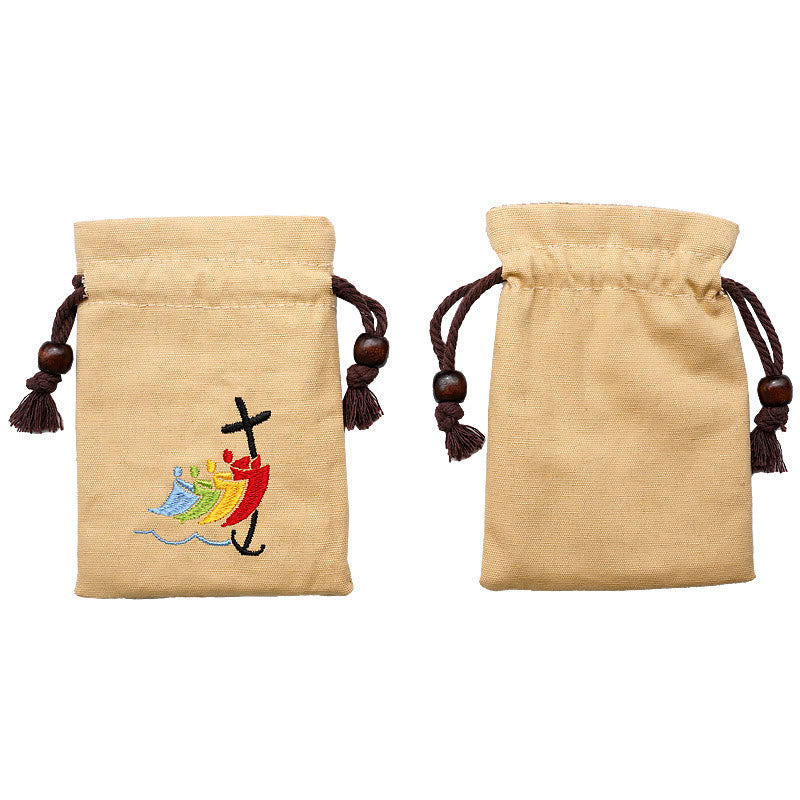 Christianartworkshop Classic Style Cotton Jewelry Pouches Storage Bag with Colorful Sailboat & Cross Embroidery: Divine Protection - image 10