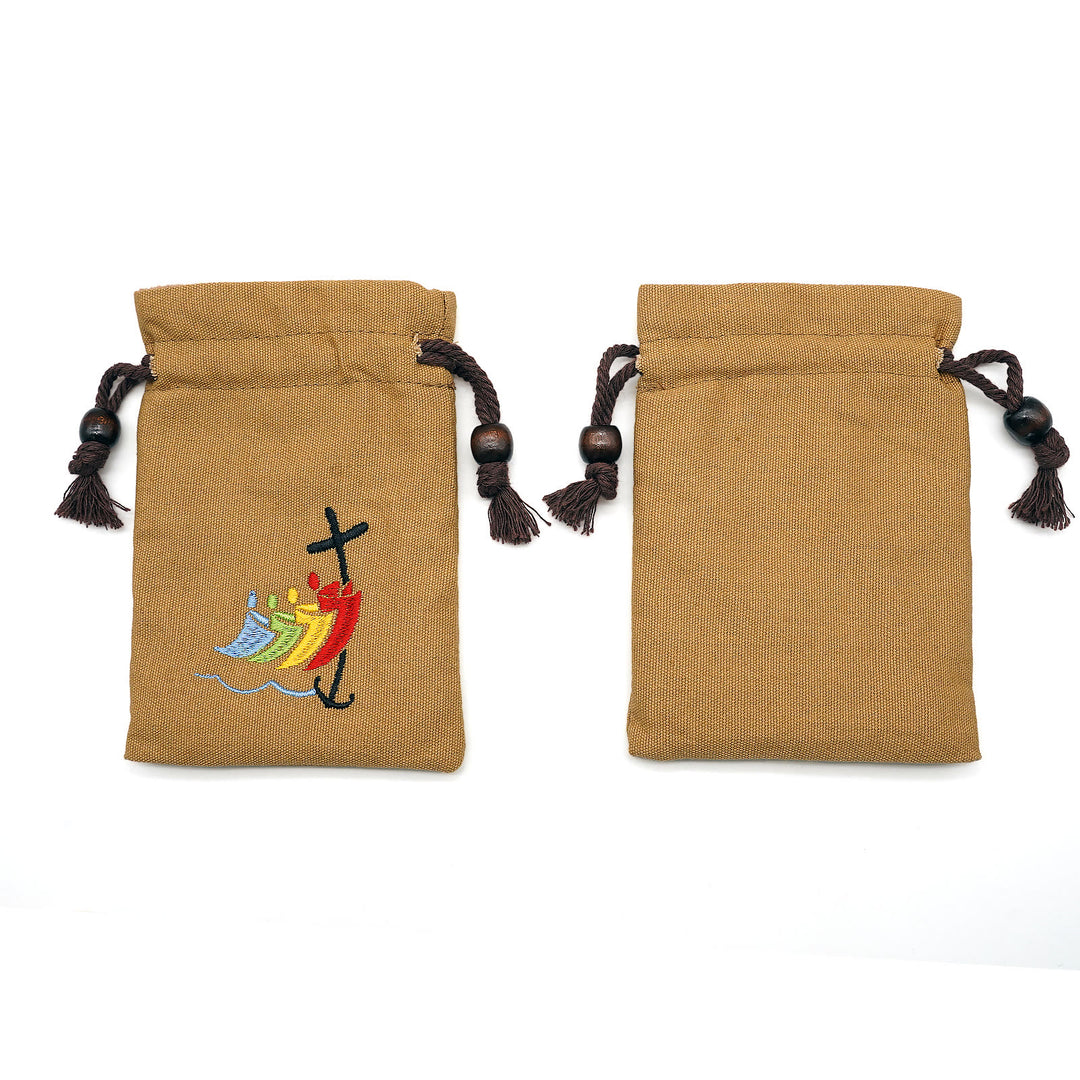 Christianartworkshop Classic Style Cotton Jewelry Pouches Storage Bag with Colorful Sailboat & Cross Embroidery: Divine Protection - image 12