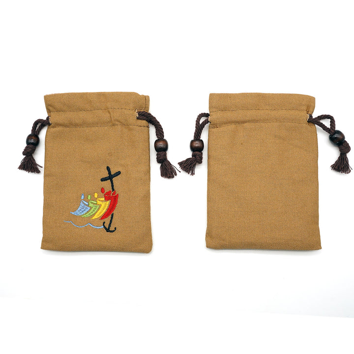 Christianartworkshop Classic Style Cotton Jewelry Pouches Storage Bag with Colorful Sailboat & Cross Embroidery: Divine Protection - image 12