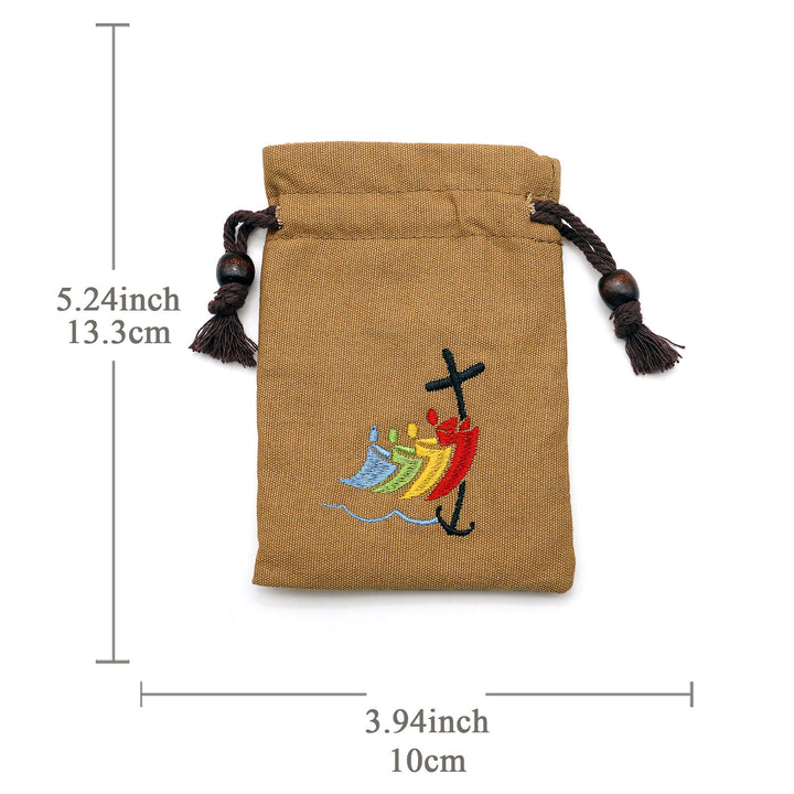 Christianartworkshop Classic Style Cotton Jewelry Pouches Storage Bag with Colorful Sailboat & Cross Embroidery: Divine Protection - image 11