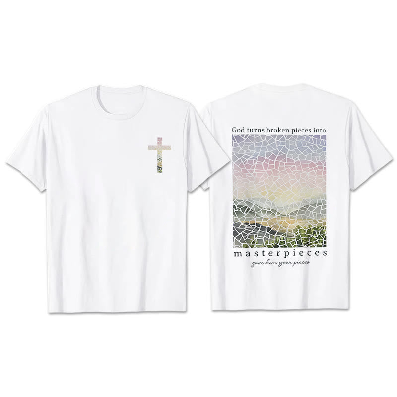 Christianartworkshop God Turns Broken Pieces into Masterpieces T-Shirt - White - 2XL - image 1