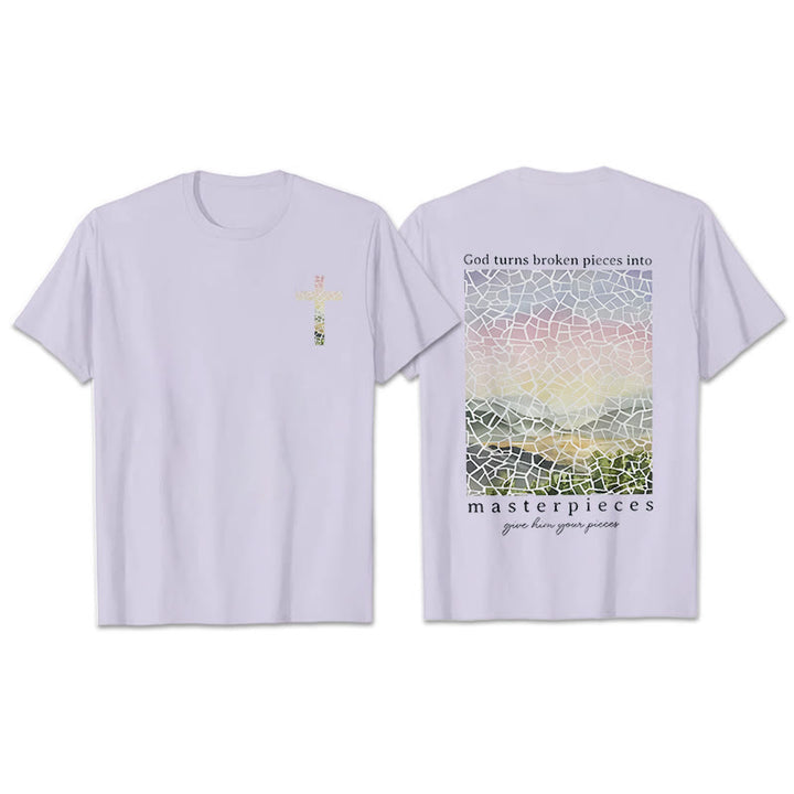 Christianartworkshop God Turns Broken Pieces into Masterpieces T-Shirt - Purple - 2XL - image 23