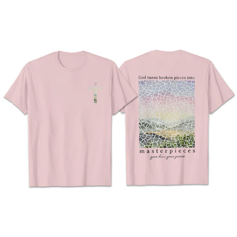 Christianartworkshop God Turns Broken Pieces into Masterpieces T-Shirt - Pink - 2XL - image 14