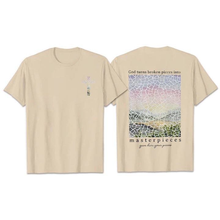 Christianartworkshop God Turns Broken Pieces into Masterpieces T-Shirt - Beige - 2XL - image 8