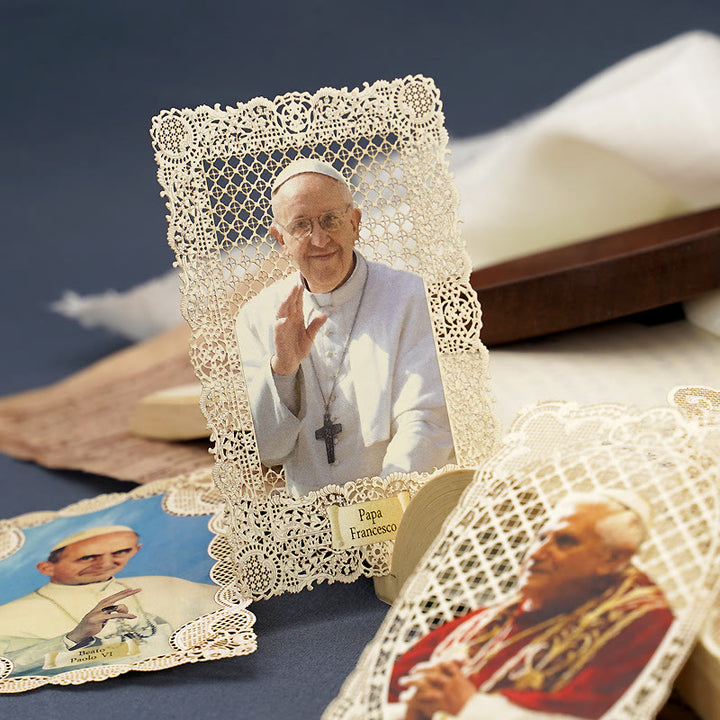 Christianartworkshop Vintage Style Papal Bookmark with Delicate Lace and Pope Francis: Spiritual Grace - Style1 - image 1