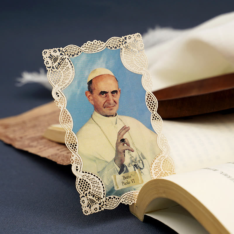 Christianartworkshop Vintage Style Papal Bookmark with Delicate Lace and Pope Francis: Spiritual Grace - image 5