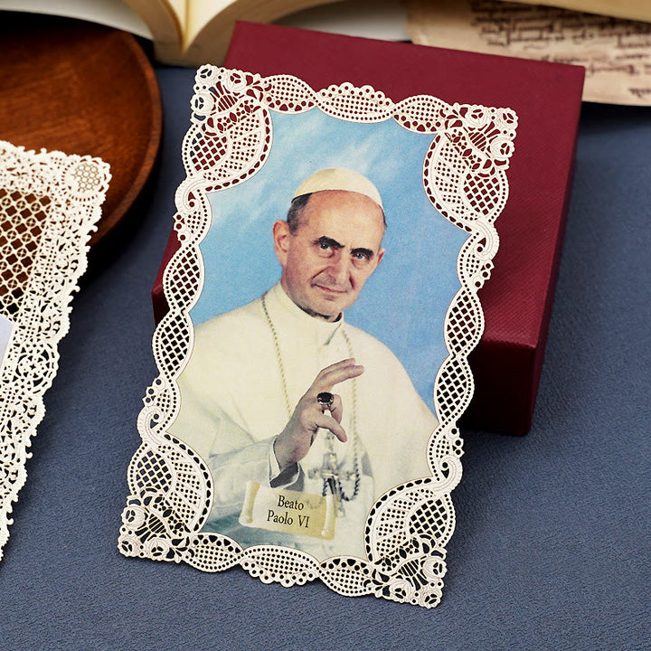 Christianartworkshop Vintage Style Papal Bookmark with Delicate Lace and Pope Francis: Spiritual Grace - Style3 - image 4