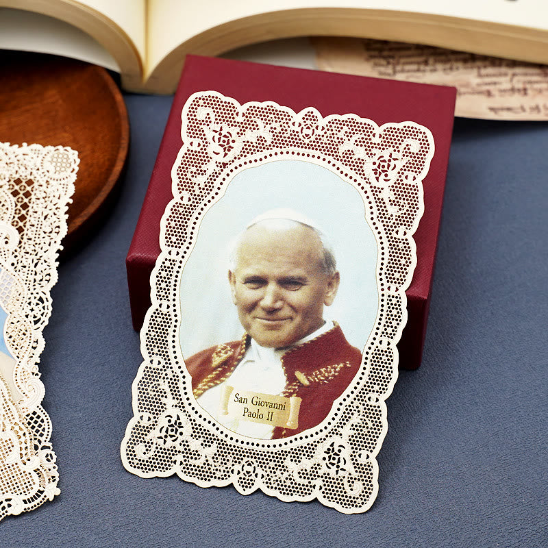 Christianartworkshop Vintage Style Papal Bookmark with Delicate Lace and Pope Francis: Spiritual Grace - Style2 - image 3