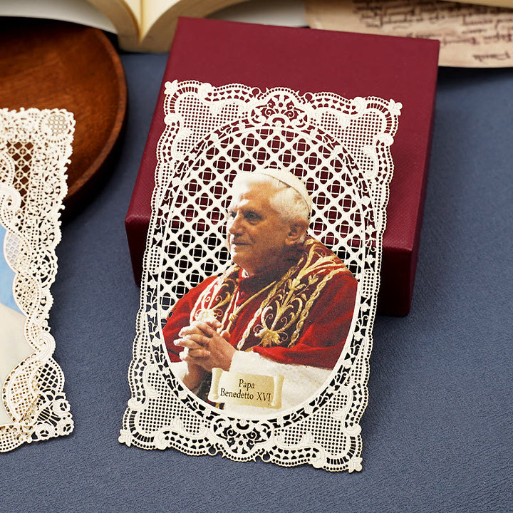 Christianartworkshop Vintage Style Papal Bookmark with Delicate Lace and Pope Francis: Spiritual Grace - Style4 - image 6
