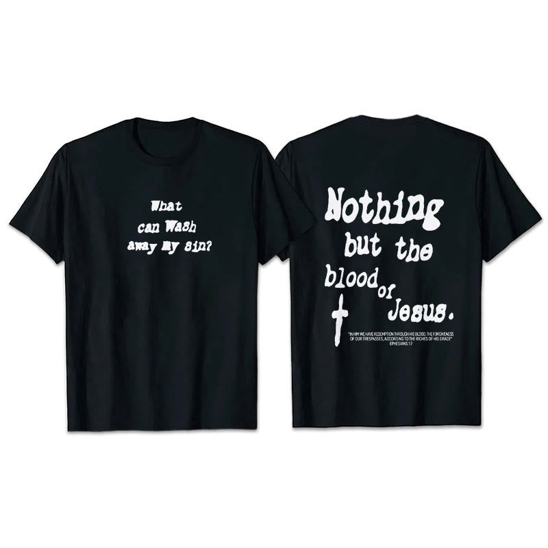 Christianartworkshop Nothing But Blood Of Jesus Cotton T-Shirt - Black - 2XL - image 5