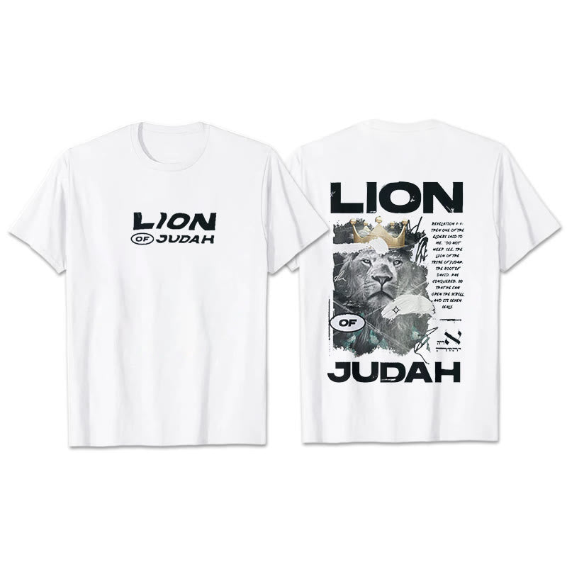 Christianartworkshop Lion Of Judan Cotton T-Shirt - White - 2XL - image 1