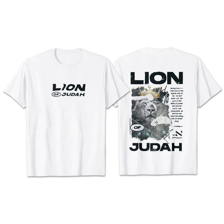 Christianartworkshop Lion Of Judan Cotton T-Shirt - White - 2XL - image 1