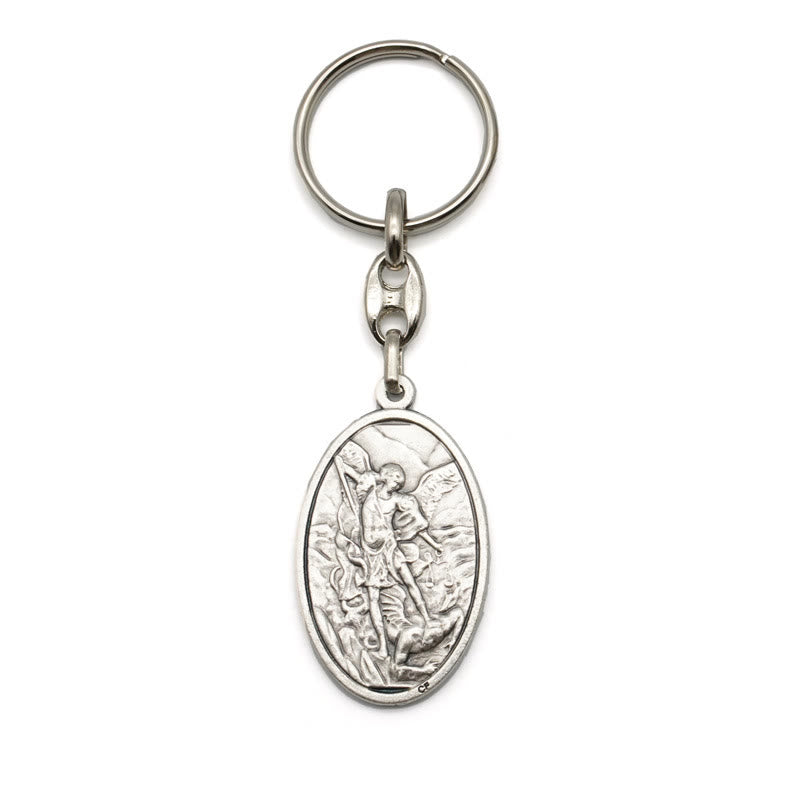 Christianartworkshop Vintage Style Guardian Angel & St. Michael Pendant Keychain: Memento of Faith's Protection - image 6