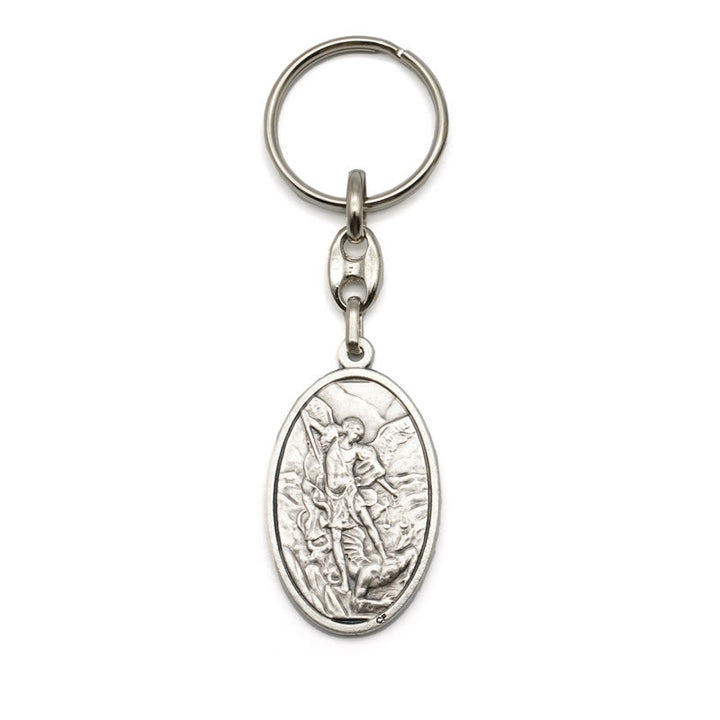 Christianartworkshop Vintage Style Guardian Angel & St. Michael Pendant Keychain: Memento of Faith's Protection - image 6