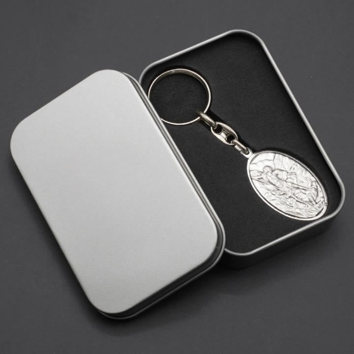 Christianartworkshop Vintage Style Guardian Angel & St. Michael Pendant Keychain: Memento of Faith's Protection - image 4