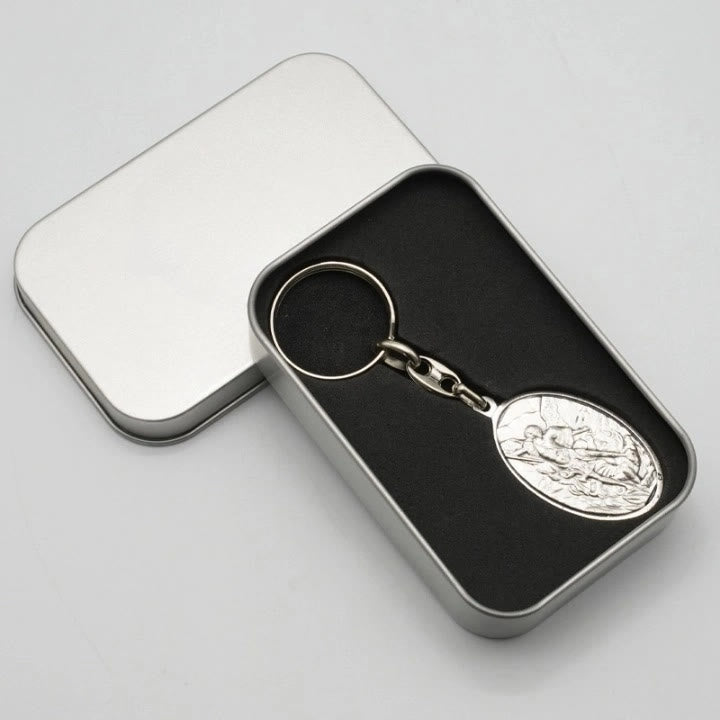 Christianartworkshop Vintage Style Guardian Angel & St. Michael Pendant Keychain: Memento of Faith's Protection - image 5