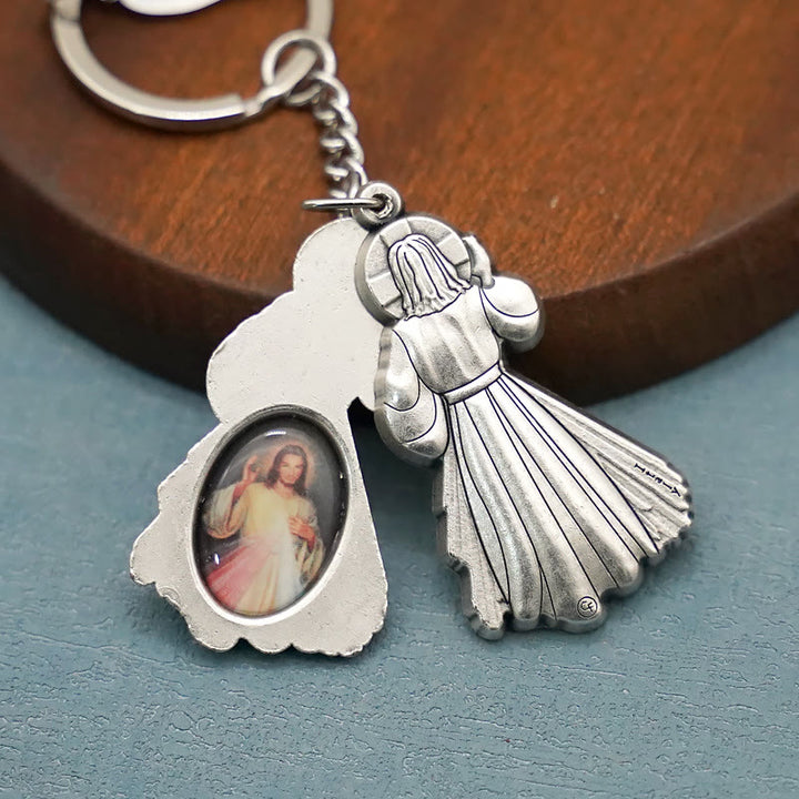 Christianartworkshop Exquisite Enamel - Inlaid Jesus & Divine Mercy Keychain: Reminder of God's Love