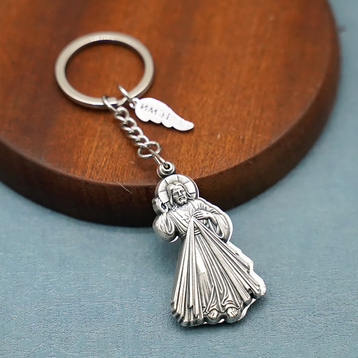 Christianartworkshop Exquisite Enamel - Inlaid Jesus & Divine Mercy Keychain: Reminder of God's Love