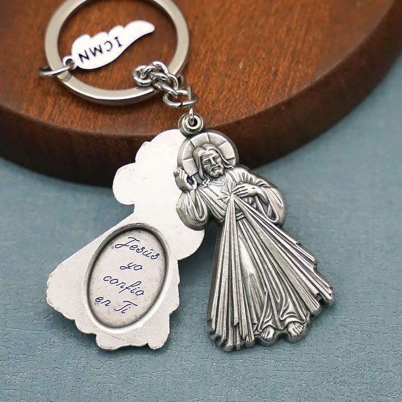 Christianartworkshop Exquisite Enamel - Inlaid Jesus & Divine Mercy Keychain: Reminder of God's Love