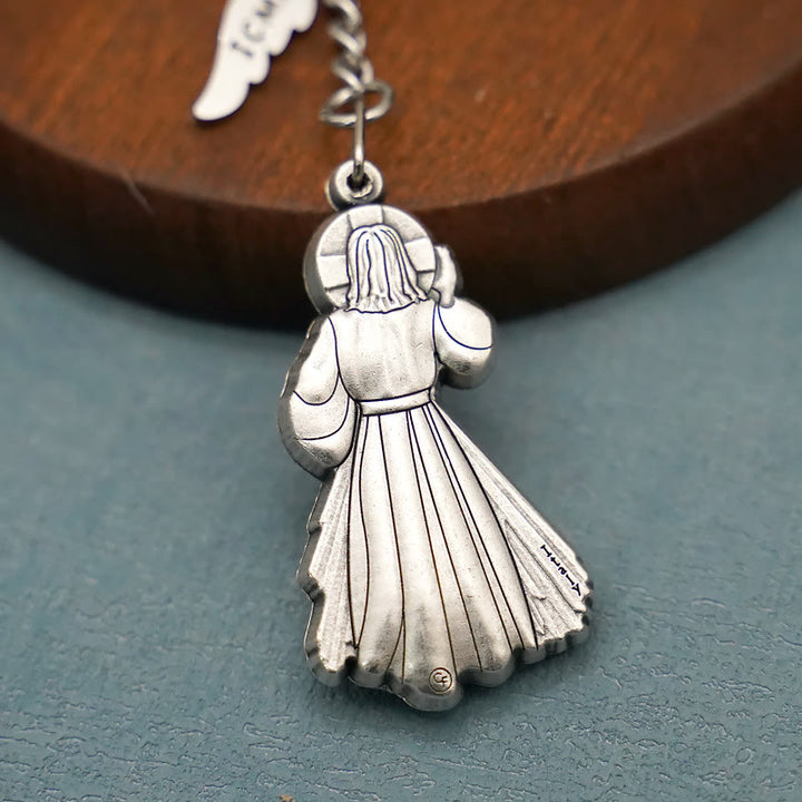 Christianartworkshop Exquisite Enamel - Inlaid Jesus & Divine Mercy Keychain: Reminder of God's Love