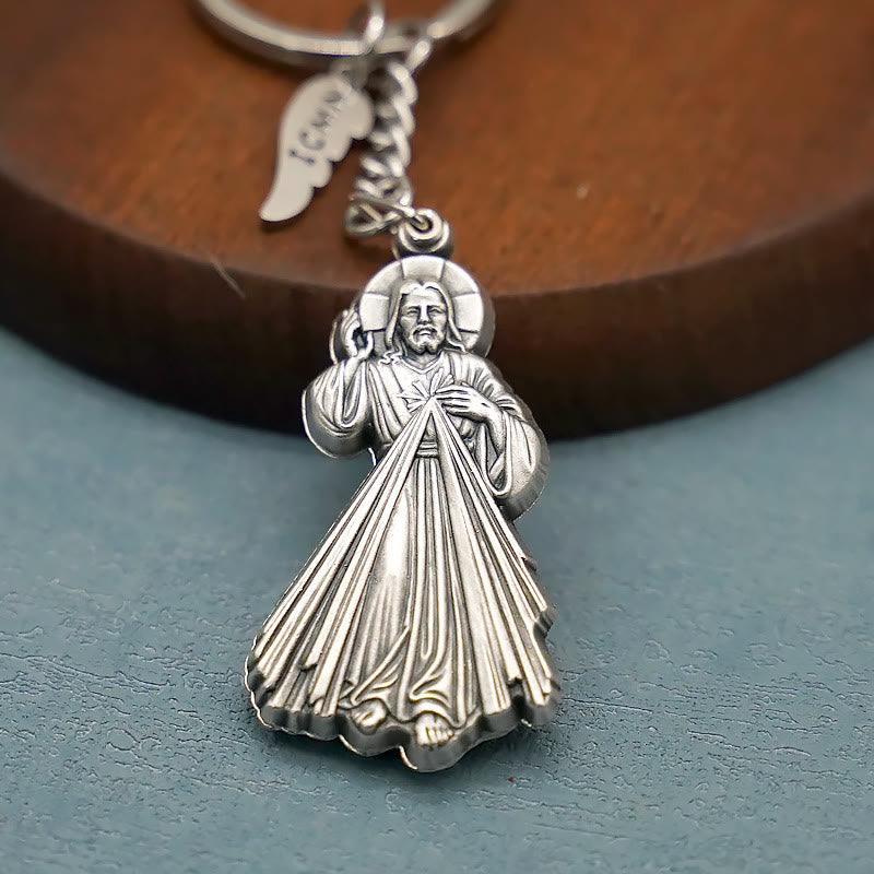 Christianartworkshop Exquisite Enamel - Inlaid Jesus & Divine Mercy Keychain: Reminder of God's Love