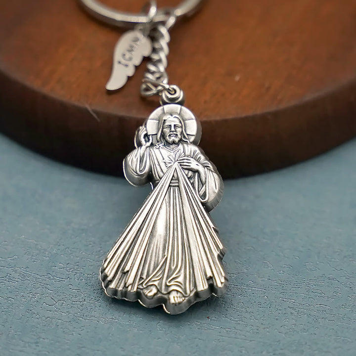 Christianartworkshop Exquisite Enamel - Inlaid Jesus & Divine Mercy Keychain: Reminder of God's Love