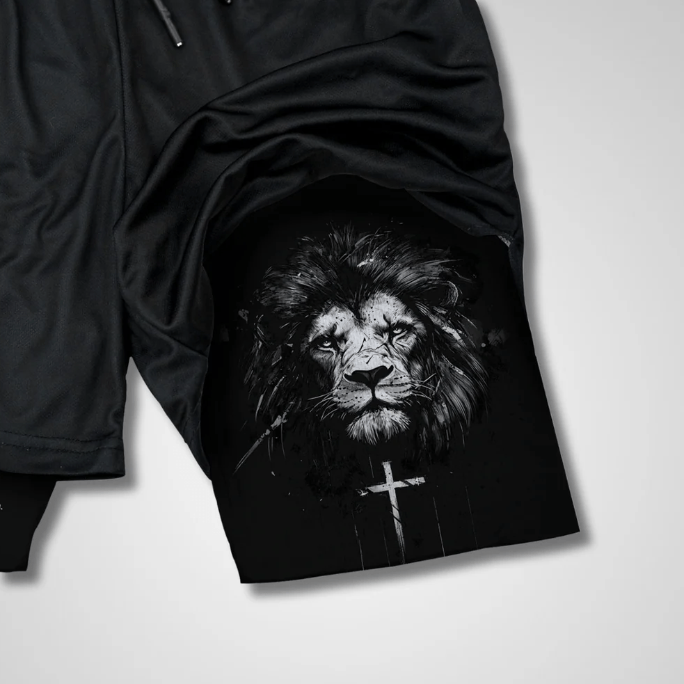 Christianartworkshop Joshua 1:9 Lion Performance Shorts - image 2