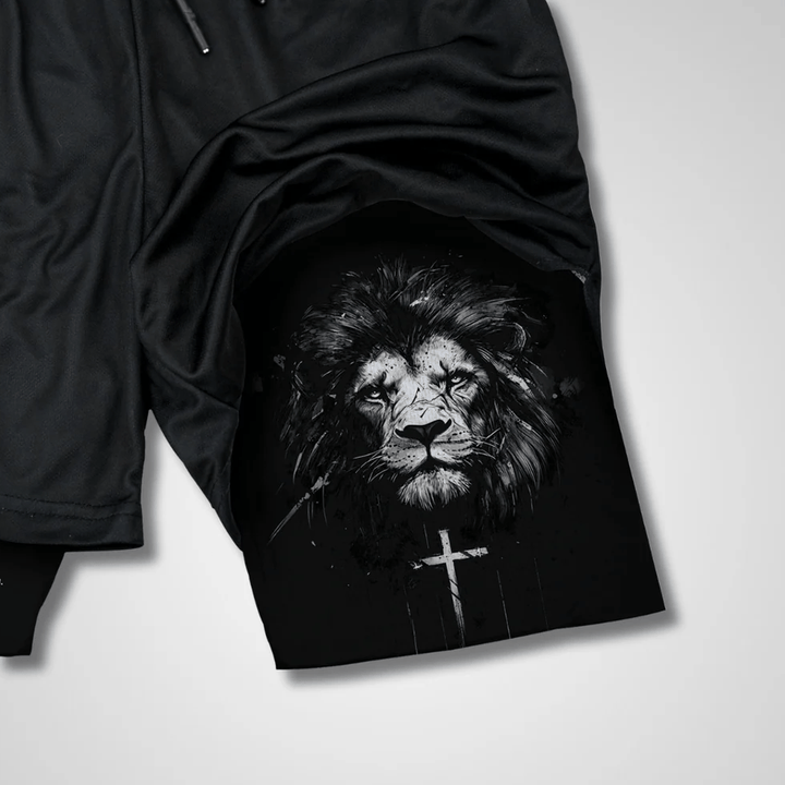 Christianartworkshop Joshua 1:9 Lion Performance Shorts - image 2