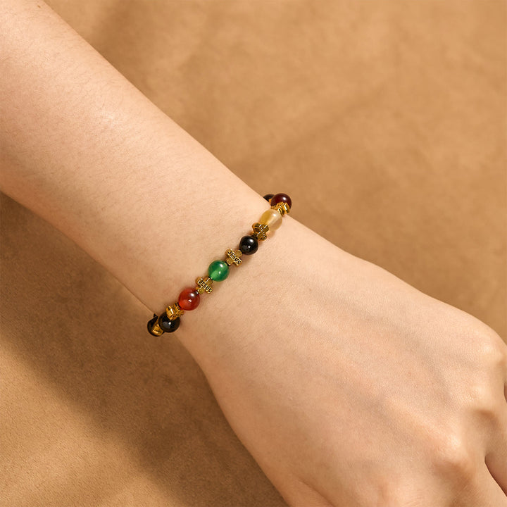 Christianartworkshop Natural Multicolored Agate Bracelet with Two Tone Jesus Cross: Bold Faith Statement - image 12