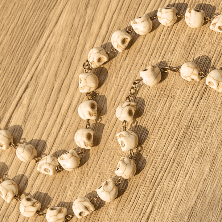 FREE Today: Saint Benedict & Crucifix of 8 mm White Pine Skull Alloy Chain Rosary Necklace  - image 7