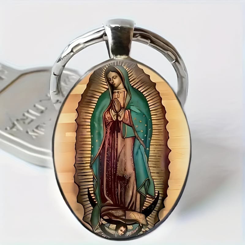 Christianartworkshop Vintage Style Our Lady of Guadalupe Keychain : Hand - Crafted Relic of Faithful Color Legacy - Our Lady of Guadalupe - image 1