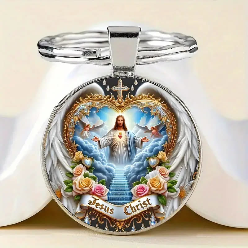 Christianartworkshop Divine Heavenly Realm Jesus Christ Keychain : Token of Faith & Ethereal Craft - Jesus Christ - image 1