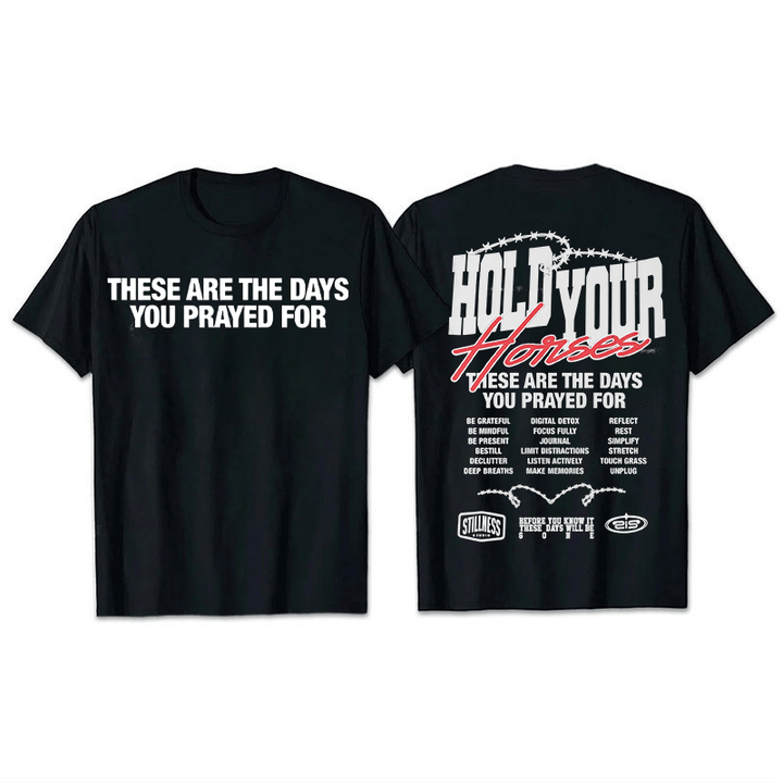 Christianartworkshop Casual Style Hold Your Horses Graphic Unisex T-shirt - Black - 2XL - image 7
