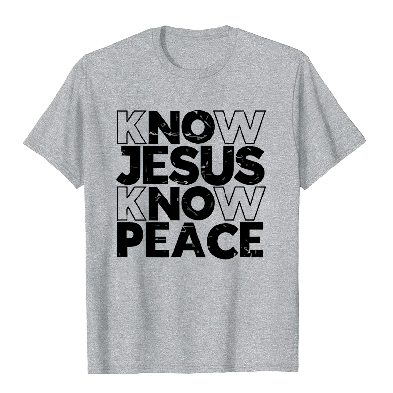Christianartworkshop Minimalist Know Jesus Know Peace Typography Unisex T-shirt - Grey - 2XL - image 1